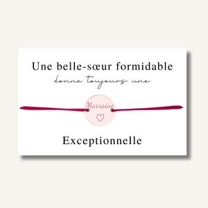 Carte Bracelet "Une belle-sœur formidable donne toujours une marraine exceptionnelle" - bracelet personnalisé, bracelet demande marraine