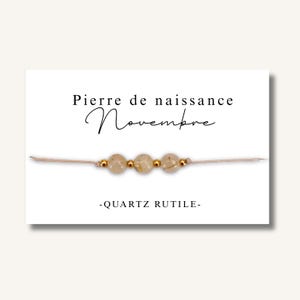 Carte Bracelet grandes pierres de naissance mois de NOVEMBRE - bracelet personnalisé, bracelet pierre de naissance, pierre naturelle