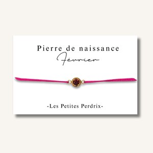 Carte Bracelet pierre de naissance mois de FEVRIER - bracelet personnalisé, bracelet pierre de naissance, cadeau naissance