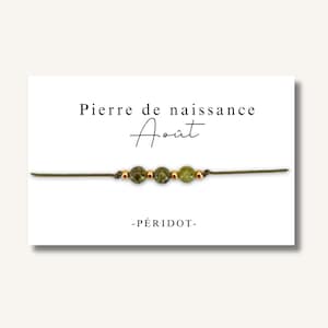 Carte Bracelet grandes pierres de naissance mois de AOUT - bracelet personnalisé, bracelet pierre de naissance, pierre naturelle