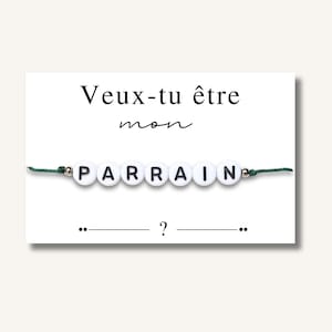 Carte Bracelet "Veux-tu être mon parrain ?" - bracelet personnalisé, bracelet demande parrain, bracelet cadeau parrain, bracelet naissance