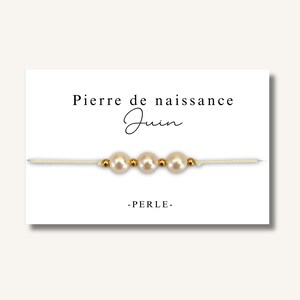 Carte Bracelet grandes pierres de naissance mois de JUIN - bracelet personnalisé, bracelet pierre de naissance, pierre naturelle