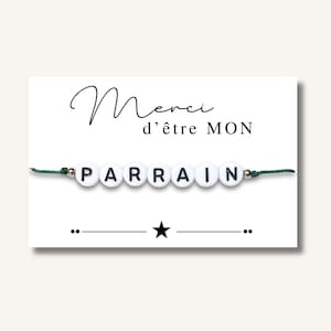 Carte Bracelet "Merci d'être mon parrain" - bracelet personnalisé, bracelet demande parrain, bracelet cadeau parrain, bracelet naissance