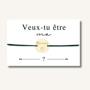 Carte Bracelet "Veux-tu être ma marraine ?" - bracelet personnalisé, bracelet demande marraine, bracelet cadeau, cadeau Noël