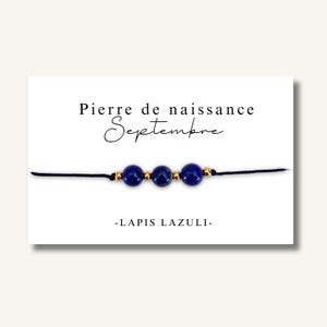 Carte Bracelet grandes pierres de naissance mois de SEPTEMBRE - bracelet personnalisé, bracelet pierre de naissance, pierre naturelle