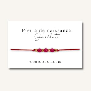 Carte Bracelet petites pierres de naissance mois de JUILLET - bracelet personnalisé, bracelet pierre de naissance, pierre naturelle