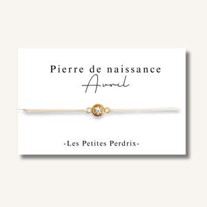 Carte Bracelet pierre de naissance mois de AVRIL - bracelet personnalisé, bracelet pierre de naissance, cadeau naissance