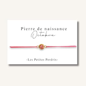 Carte Bracelet pierre de naissance mois de OCTOBRE - bracelet personnalisé, bracelet pierre de naissance, cadeau naissance