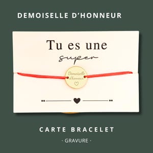 Carte Bracelet "Tu es une super demoiselle d'honneur" - bracelet personnalisé, bracelet demoiselle d'honneur, cadeau mariage, bracelet gravé