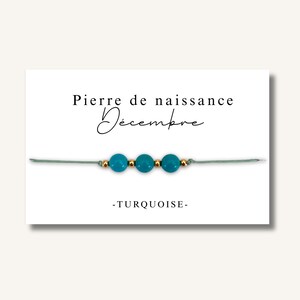 Carte Bracelet grandes pierres de naissance mois de DECEMBRE - bracelet personnalisé, bracelet pierre de naissance, pierre naturelle
