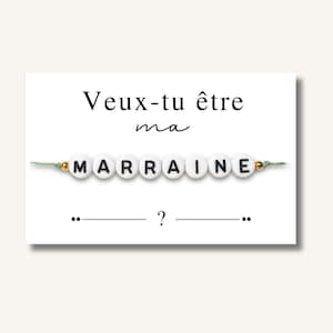 Carte Bracelet "Veux-tu être ma marraine ?" - bracelet personnalisé, bracelet demande marraine, bracelet cadeau, bracelet annonce naissance