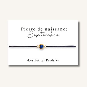 Carte Bracelet pierre de naissance mois de SEPTEMBRE - bracelet personnalisé, bracelet pierre de naissance, cadeau naissance