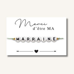 Carte Bracelet "Merci d'être ma marraine " - bracelet personnalisé, bracelet demande marraine, bracelet cadeau, bracelet annonce naissance