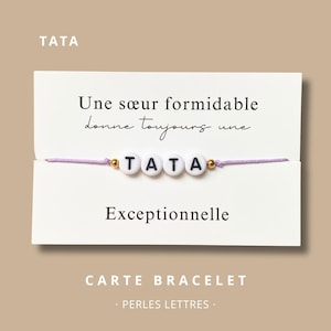 Carte Bracelet "Une sœur formidable donne toujours une tata exceptionnelle" - bracelet personnalisé, annonce tata, cadeau tata