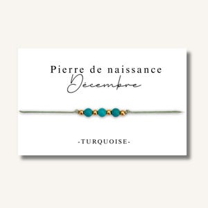 Carte Bracelet petites pierres de naissance mois de DECEMBRE - bracelet personnalisé, bracelet pierre de naissance, pierre naturelle