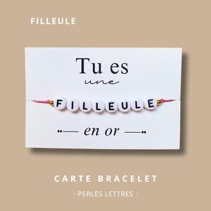 Carte Bracelet "Tu es une filleule en or" - bracelet personnalisé, bracelet filleule, cadeau filleule, bracelet cadeau filleule