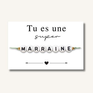 Carte Bracelet "Tu es une super marraine" - bracelet personnalisé, bracelet marraine, cadeau marraine, bracelet cadeau marraine