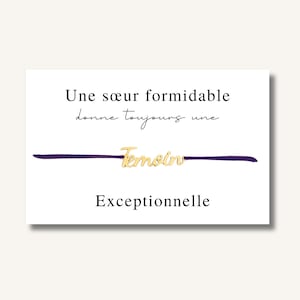 Carte Bracelet "Une sœur formidable donne toujours une témoin exceptionnelle" - bracelet personnalisé, bracelet témoin, bracelet pour elle