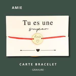 Carte Bracelet "Tu es une super amie" - bracelet personnalisé, bracelet amie, bracelet cadeau, bracelet gravé