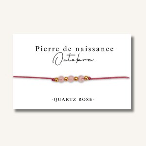 Carte Bracelet petites pierres de naissance mois de OCTOBRE - bracelet personnalisé, bracelet pierre de naissance, pierre naturelle