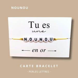 Carte Bracelet "Tu es une nounou en or" - bracelet personnalisé, bracelet nounou, cadeau nounou, bracelet cadeau nounou