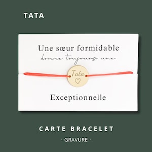 Carte Bracelet "Une sœur formidable donne toujours une tata exceptionnelle" - bracelet personnalisé, bracelet tata, bracelet pour elle