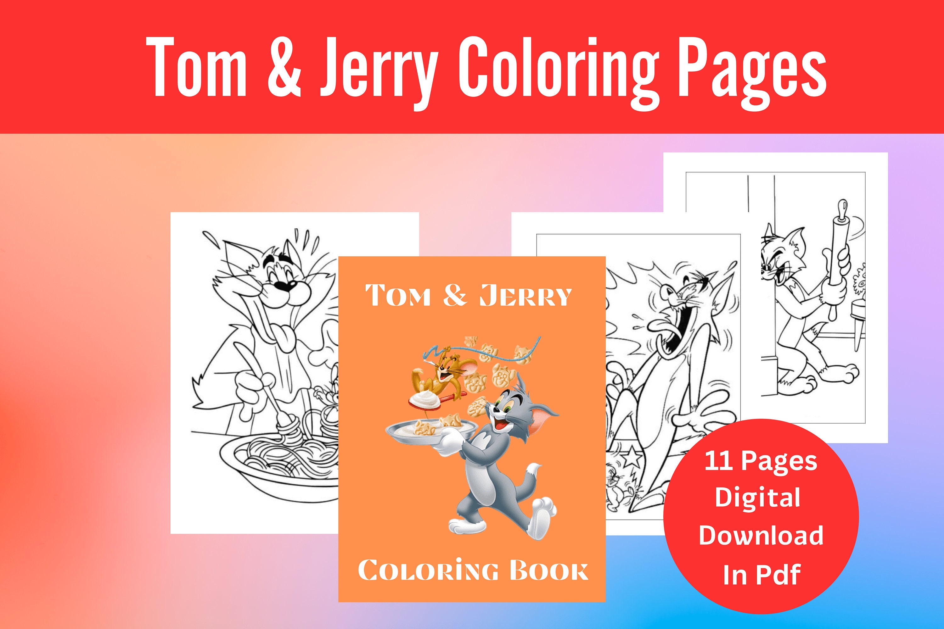 Fun and Creative Tom and Jerry Coloring Book for Kids - Etsy