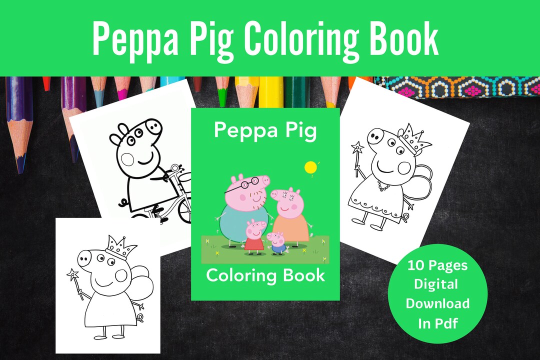 Peppa Pig Coloring Book Fun and Educational Activity for - Etsy