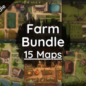 Megabundel DnD Farm Battle Map, 15 D&D Digital Battlemaps, Dungeons and Dragons Battle Maps, Roll20 Battlemap, Fantasy Grounds