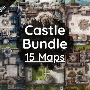 DnD Castle Battle Map Mega Bundle, 15 D&D Battlemaps, Dungeons and Dragons Digital Battle Maps, Roll20 Battlemap, Fantasy Grounds, Foundry image 1