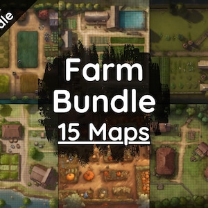 RPG Farm Battle Map Mega Bundle, 15 Digital Battlemaps, Dungeons Battle Maps, Roll20 Battlemap, Fantasy Grounds