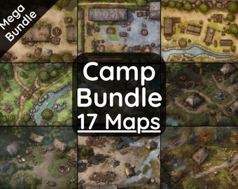 Camp Battle Maps Bundle: 17 RPG Maps for DnD 5E Roll20, Foundry VTT