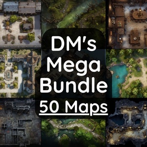 Pacote de mapas de batalha Mega DnD DM, 50 mapas de batalha D&D, mapas de batalha digitais Dungeons and Dragons, mapa de batalha Roll20, Fantasy Grounds