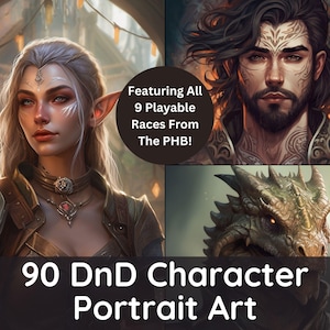 90 RPG Character Portraits – Fantasy Races Bundle for Roll20, Foundry & TTRPGs