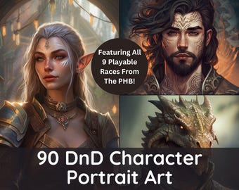 90 retratos de personajes de rol: paquete de razas fantásticas para Roll20, Foundry y juegos de rol de rol