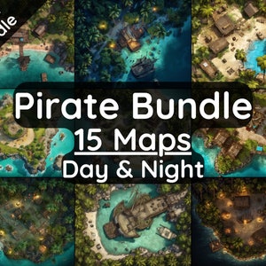 Megabundel DnD Pirate Battle Map, 15 D&D Day and Night Battlemaps, Dungeons and Dragons digitale Battle Maps, Roll20 Battlemap, Foundry VTT