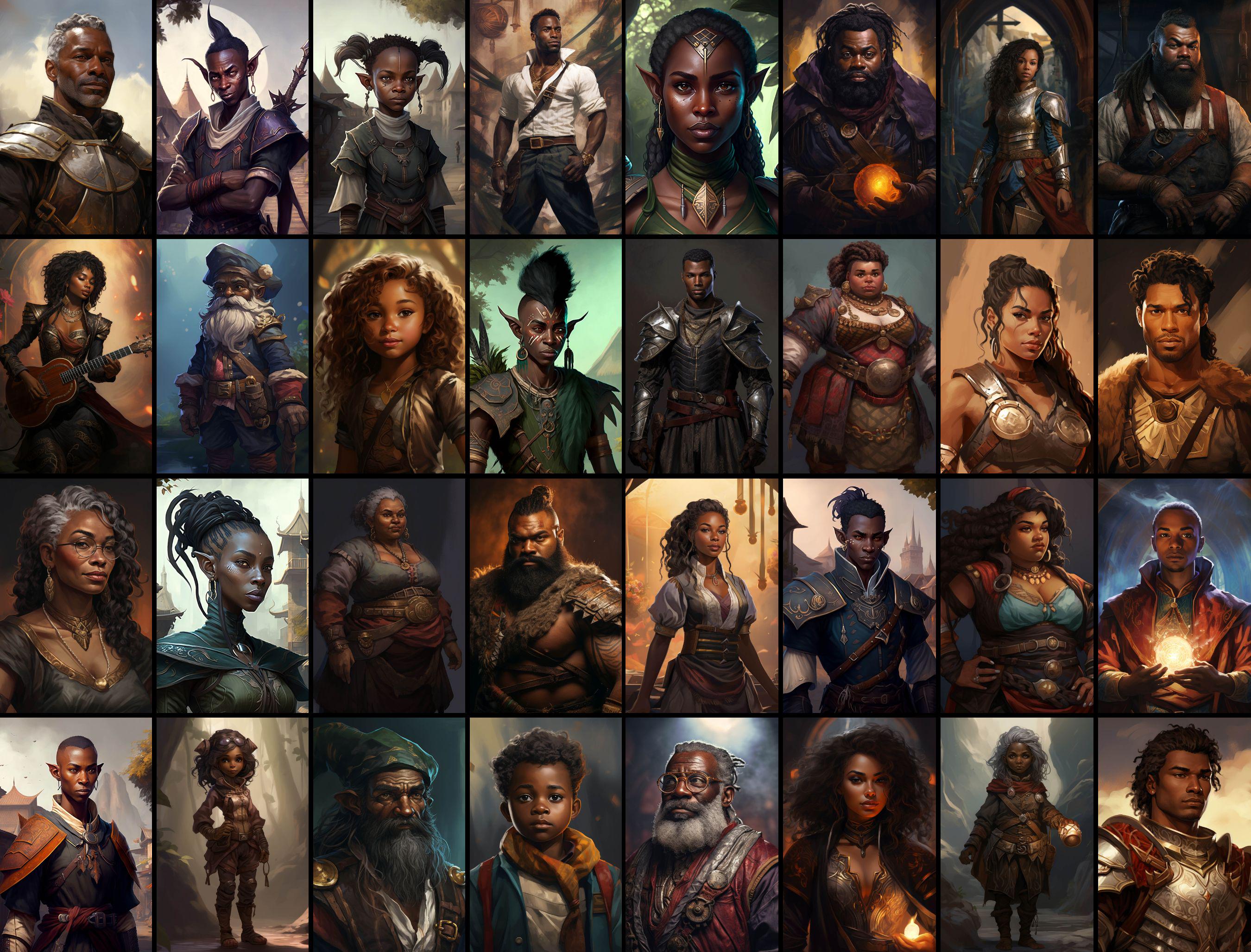 200 RPG Character Portraits – People of Color Fantasy Art Bundle for ...
