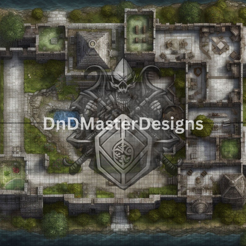 dnd castle fortress battlemap for roll20, foundry. battle map. VTT maps. Tabletop RPG map. D&D Digital Map. dnd grid map.