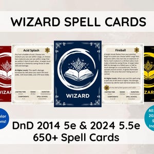 Carte degli incantesimi del mago DnD 5e – Oltre 650 libri degli incantesimi in PDF stampabili (SRD 2014 e 2024)