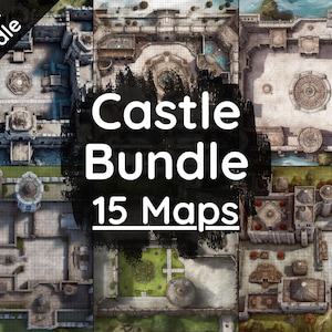RPG Castle Battle Map Mega Bundle, 15 Battlemaps, Dungeons 5e Digital Battle Maps, Roll20 Battlemap, Fantasy Grounds, Foundry