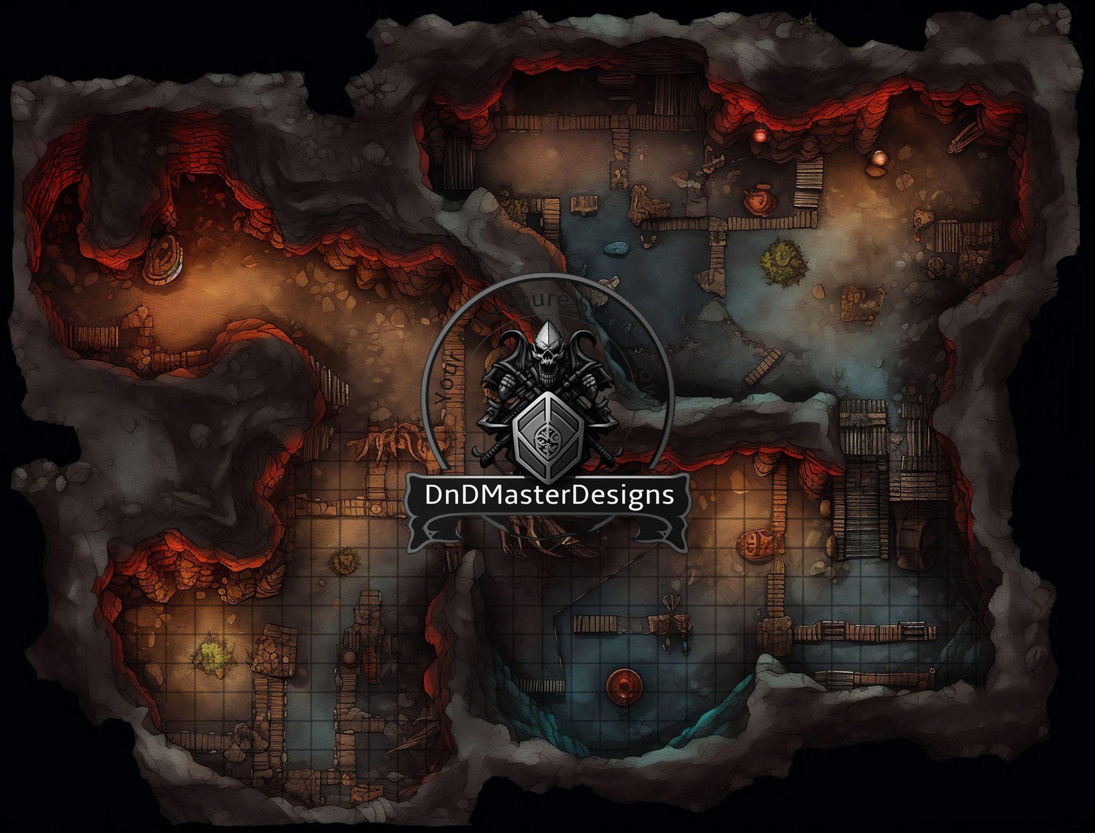 Cave Battle Map Mega Bundle – 15 Digital Battlemaps for Dnd 5e, Roll20 ...