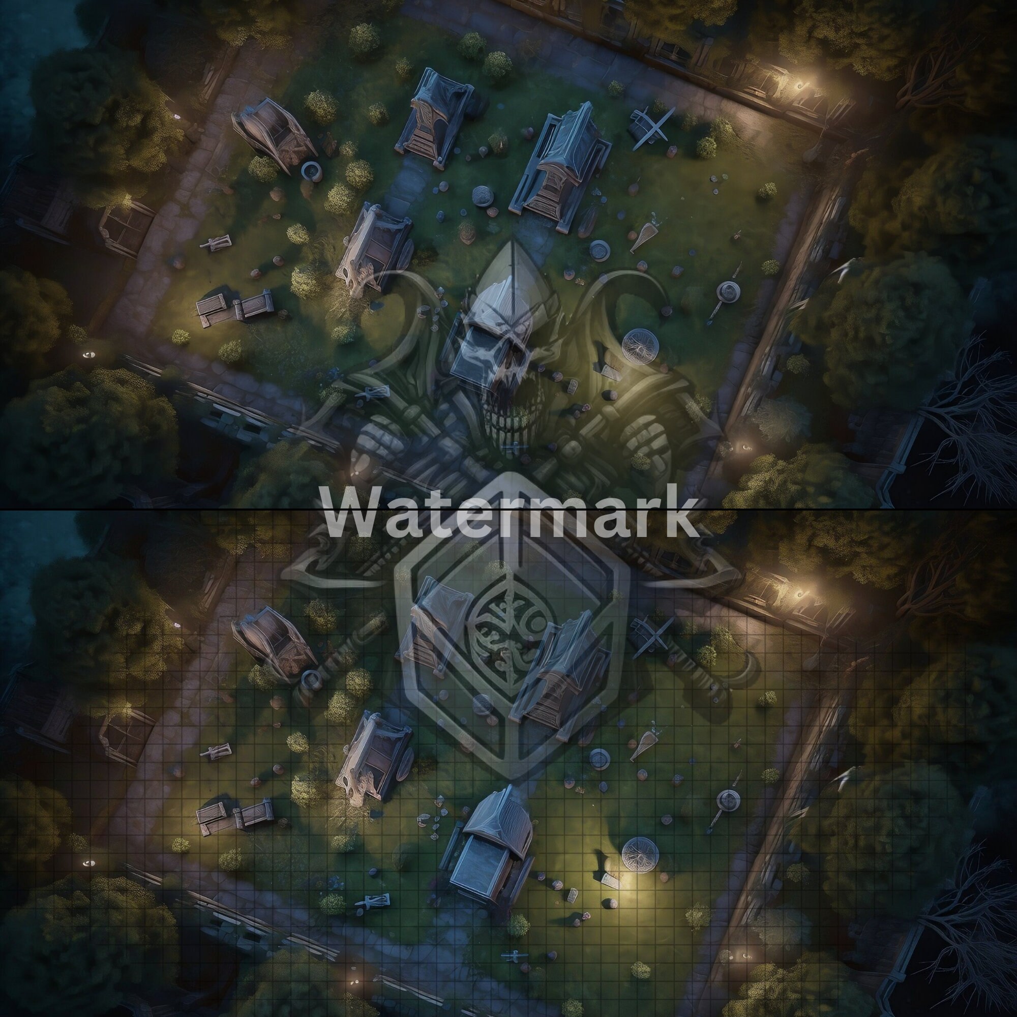 Dnd Graveyard Battle Map Bundle, 5 D&D Digital Encounter Battlemaps 