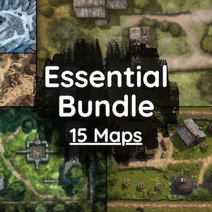 RPG Essential Battlemap Bundle, 15 Battle maps, Dungeons 5e Digital Battle Maps, Roll20 Battlemap, Fantasy Grounds, Foundry VTT