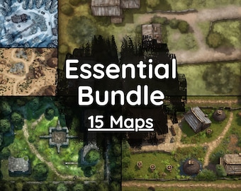 Essential Battle Maps Bundle – 15 Digital Maps for DnD 5e, Roll20, Foundry VTT