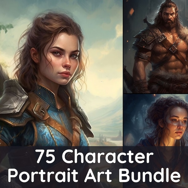 DnD 75 Character Portrait Picture Bundle, D&D Pictures, Portraits de joueurs, Donjons et Dragons Art, Personnages NPC, Roll20, Fantasy Grounds