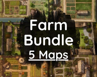 DnD Farm Battle Map Bundle, 5 D&D Digital Battlemaps, Dungeons and Dragons Battle Maps, Roll20 Battlemap, Fantasy Grounds, VTT