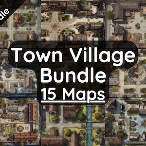 RPG Town Village Battle Map Mega Bundle, 15 Digital Battlemaps, Dungeons 5e Battle Maps, Roll20 Battlemap, Fantasy Grounds
