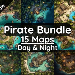 RPG Pirate Battle Map Mega Bundle, 15 Day and Night Battlemaps, Dungeons 5e Digital Battle Maps, Roll20 Battlemap, Foundry VTT