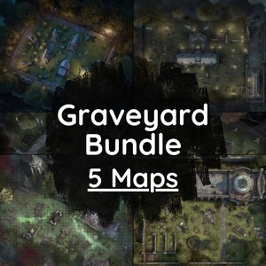 DnD Friedhof Map Bundle, 5 D&D Digital Encounter Maps, Dungeons and Dragons Maps, Roll20 Map, Fantasy Maps