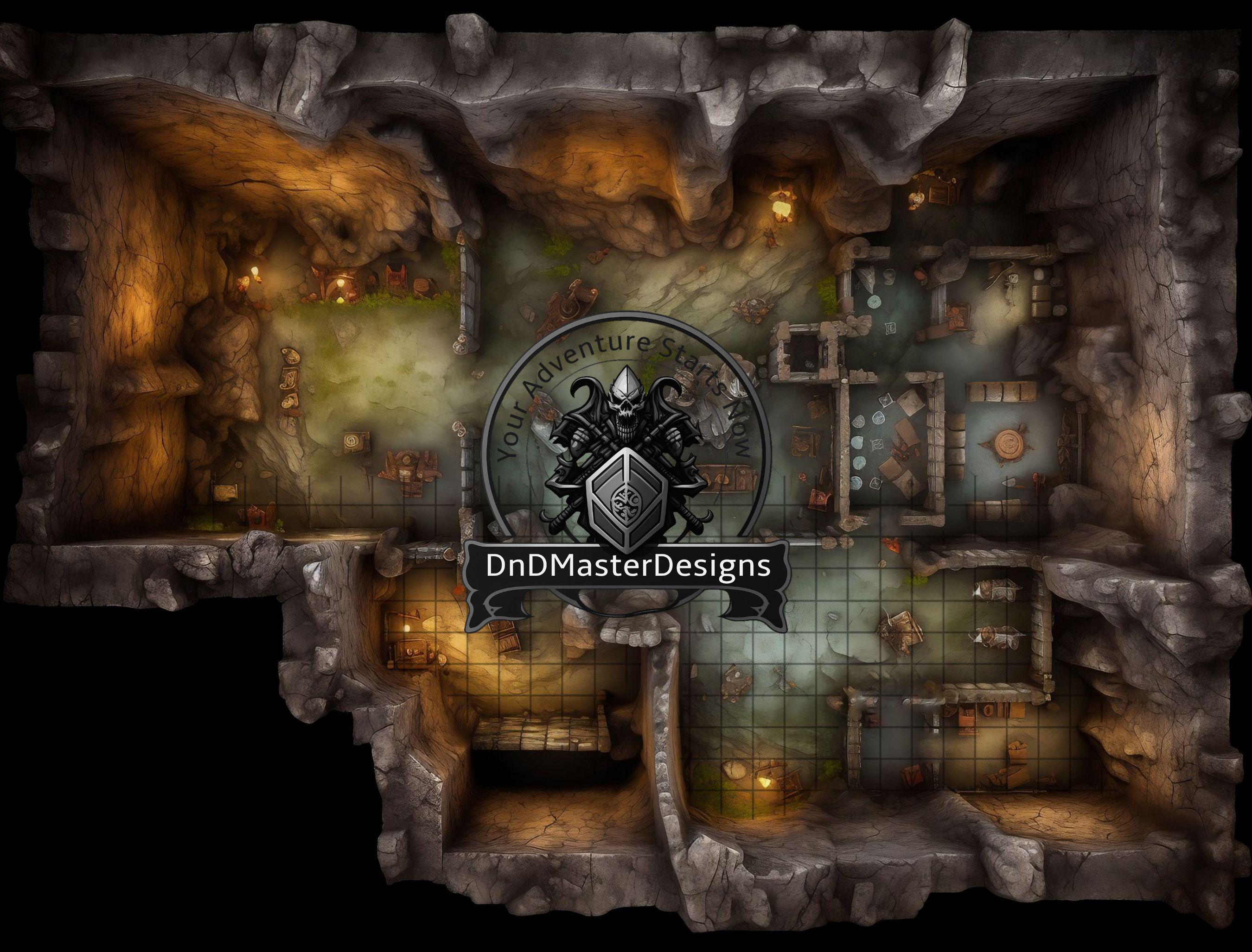 Cave Battle Map Mega Bundle – 15 Digital Battlemaps for Dnd 5e, Roll20 ...